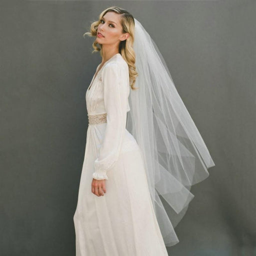 Cut Edge 120cm With Comb Two Layers Wedding Veils | Bridelily - wedding veils